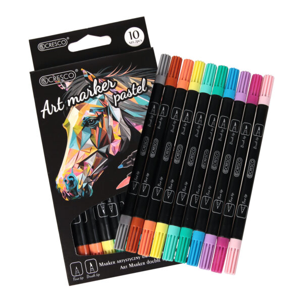 Markery Artystyczne Art. Marker PASTELOWE 10 szt. – Dwustronne Brush + Fine