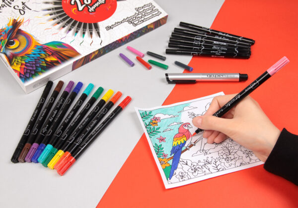 Zestaw kreatywny CRESCO 23 elementy – Brush Peny + Pióro wieczne Kaligrafia - obrazek 3