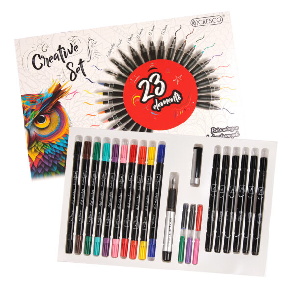 Zestaw kreatywny CRESCO 23 elementy – Brush Peny + Pióro wieczne Kaligrafia
