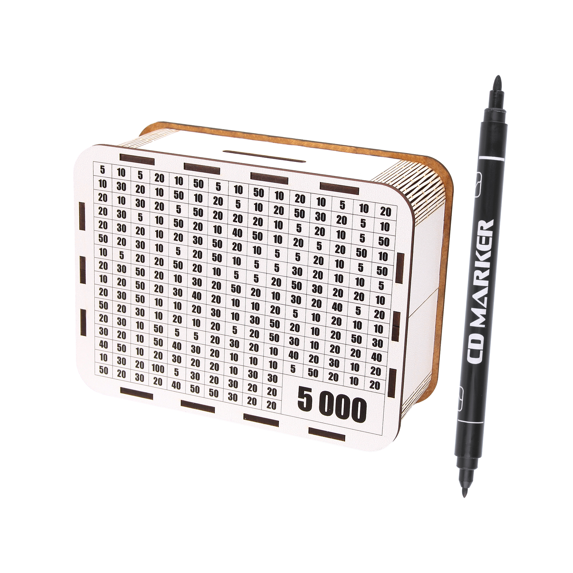 Skarbonka wykreślanka oszczędzanie cel 5000 + MARKER - obrazek 2