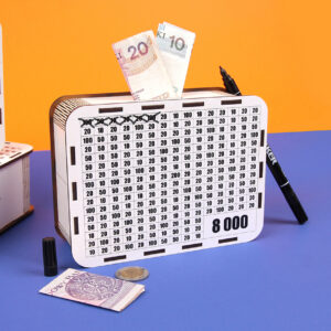 Skarbonka wykreślanka oszczędzanie cel 10 000 + MARKER