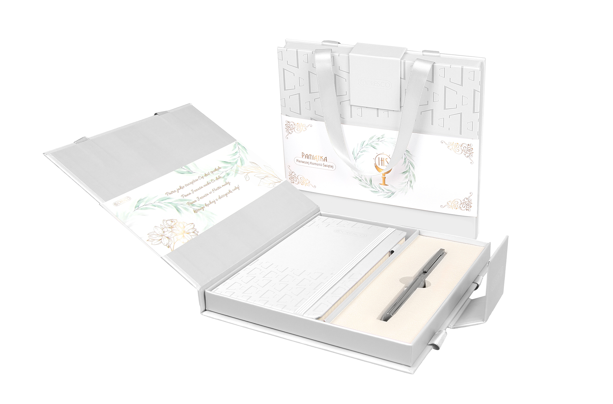 Długopis+ Notes IDEAL w etui Premium – srebrny